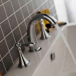 Chrome Widespread Two Handles Bathroom Sink Faucet T0453 - Bathroom Sink Faucets