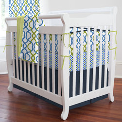 Navy Waves Mini Crib Bedding - Baby Bedding