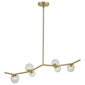 Hampton 6-Light Chandelier in Brushed Brass With Clear Glass