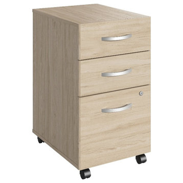 Bowery Hill 3 Drawer Mobile File Cabinet in Natural Elm - Engineered Wood