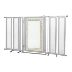 Fusion Gates - Fusion Gate with Greek Key Design, Satin Nickel, 71.5"-74" - Dog Gates
