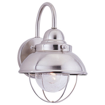 Sebring One Light Outdoor Wall Lantern in Brushed Stainless