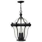 Hinkley Lighting - San Clemente 3 Light 14" Large Outdoor Hanging Lantern, Museum Black - San Clemente's elegant shape takes center stage with clear bent, beveled and bound glass as the central design element. Cast aluminum and brass construction complemented by exquisite cast ornamental detailing completes its captivating appeal.