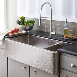 Farmhouse Duet Pro Copper Kitchen Sink in Brushed Nickel - Kitchen Sinks