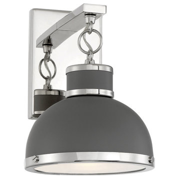 Corning 1-Light Wall Sconce in Gray with Polished Nickel Accents