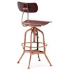 Toledo Red Walnut + Vintage Copper Adjustable High Back Bar Chair 25 - 29 Inch