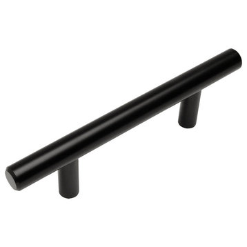 Cosmas 305-030FB Flat Black 3” CTC (76mm) Euro Bar Pull - Solid Metal