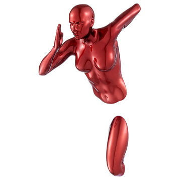 Glossy Runner Resin Wall Sculpture, Shiny Red