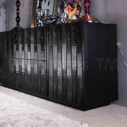 Armani Xavira Black Crocodile Texture Buffet - VIG Furniture - Buffets And Sideboards