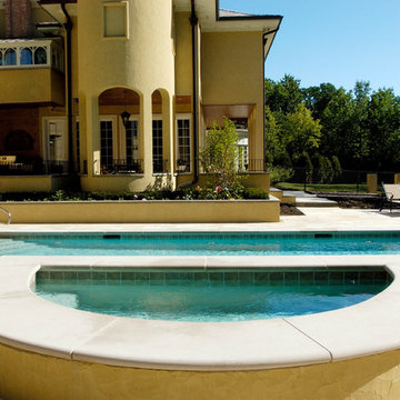 Highland Park, IL Mediterranean Swimming Pool and Raised Spa
