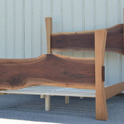 Live Edge Walnut King Sized Bed with White Oak Posts - Products