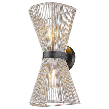 Avon 2 Light Wall Sconce With Bleached Raphia Shade