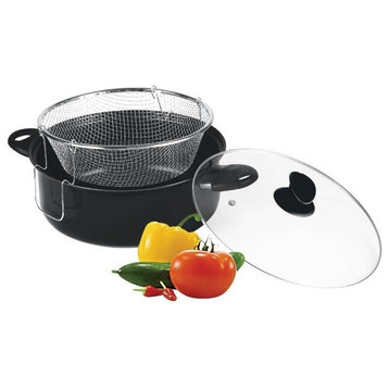 Gourmet Chef 6.5 Quart Non Stick Deep fryer with Frying Basket and Glass Cover