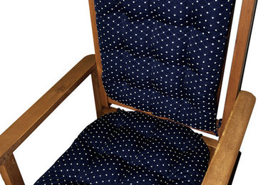 Tiffanie Navy Blue Brocade Rocking Chair Cushions