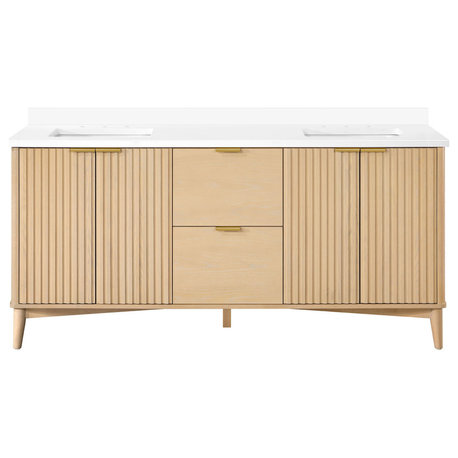 OVE Decors Gabi Single Sink Bathroom Vanity, Rustic Ash, 72", Double Sink