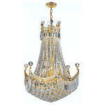 Crystal Lighting Palace - French Empire 18-Light Gold Finish Clear Crystal Chandelier - This stunning 18-light Crystal Chandelier only uses the best quality material and workmanship ensuring a beautiful heirloom quality piece. Featuring a radiant Gold finish and finely cut premium grade crystals with a lead content of 30%, this elegant chandelier will give any room sparkle and glamour.