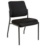 Office Star Products - Stackable Visitor's Chair Black Padded Seat Armless - The Stackable Visitor's Chair provides comfortable and attractive seating for your office waiting room, reception area, or conference room. Generously padded seat and back with built in lumbar support will keep your guests at ease. The armless design allows for easy stacking and flexibility to adjust to your office's changing needs. Complement your existing decor with this chair's modern lines, durable black finish frame, and fabric availability in Icon Black or your choice of Custom Fabric seat.