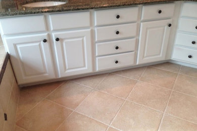 Bathroom - small contemporary slate floor and beige floor bathroom idea in DC Metro with green countertops