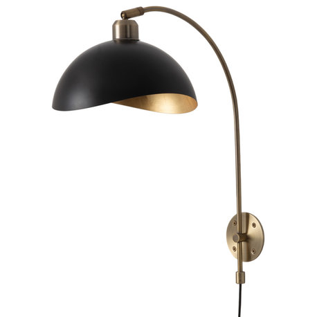 Luna Bella Wall Sconce, Weathered Brass, Matte Black