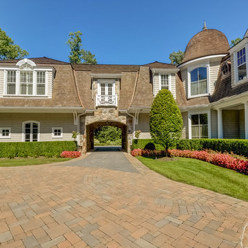 Shingle Style Home: Porte Cochere, Front