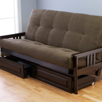 Monterey Frame with Olive Suede Mattress and Storage Drawers