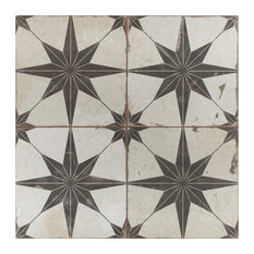SomerTile Kings Star Encaustic 17.63" x 17.63" Ceramic Floor and Wall Tile, Nero