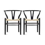 Modern Dining Chairs Solid Wood Armchairs Handmade Assembled Chair Set of 2, Black, Armchair
