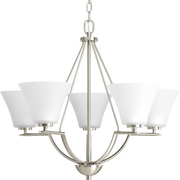 Bravo 5-Light Chandelier, Brushed Nickel and Etched