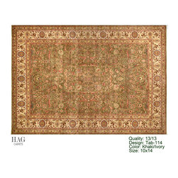 H.A.G. Hand Knotted Carpet 13/13 Quality Khaki/Ivory - Floor Rugs