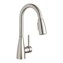 Elkay Avado Bar Faucet With Pull-Down Spray and Forward Only Handle, Steel - Kitchen Faucets