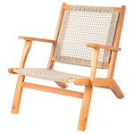 Patio Sense - Vega Natural Stain Outdoor Chair - Crafted of solid acacia wood in a teak-toned finish, the Vega Outdoor Chair is the perfect accent to your patio, balcony, or poolside living area. Dine or chat in comfort and style in this classic armchair with midcentury design heritage. Handwoven seat and backrest dry quickly, making rain and wet swimsuits a non-issue. Add a touch of relaxation to your outdoor space with the Vega Outdoor Chair by Balkene Home.