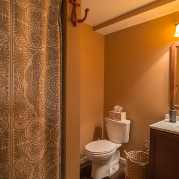Finished basement with exercise area and small bath in Wexford, PA
