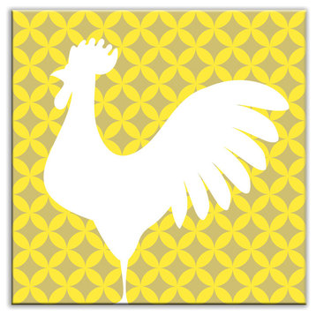 6"x6" Folksy Love Satin Decorative Tile, Doodle-Do Yellow Left