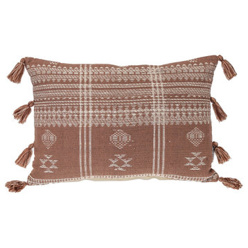 Parkland Collection Transitional Tribal Brown 14" x 20" Pillow