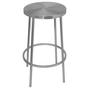 Tyson Contemporary Durable Iron Stool, Brushed Silver, Counter Height