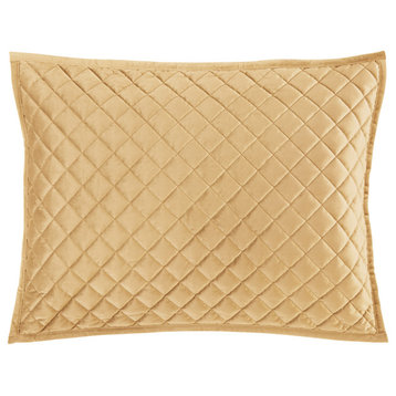Velvet Diamond Quilted Pillow Sham Set, 2PC, Gold, King