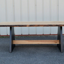 Live Edge Ash Table with Modern Style Base - Table Tops And Bases