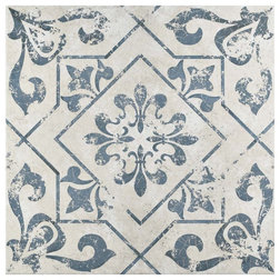 Mediterranean Wall And Floor Tile 17.75"x17.75" Pinochie Ceramic Floor and Wall Tiles, Set of 7, Cobalot