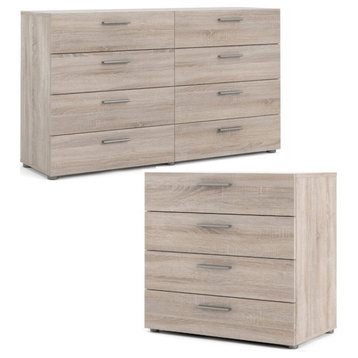 Home Square 8 Drawer Dresser and 4 Drawer Chest 2 Piece Set in Truffle