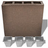 vidaXL Planter Patio Flower Box with 4 Removable Inner Pots Brown Poly Rattan