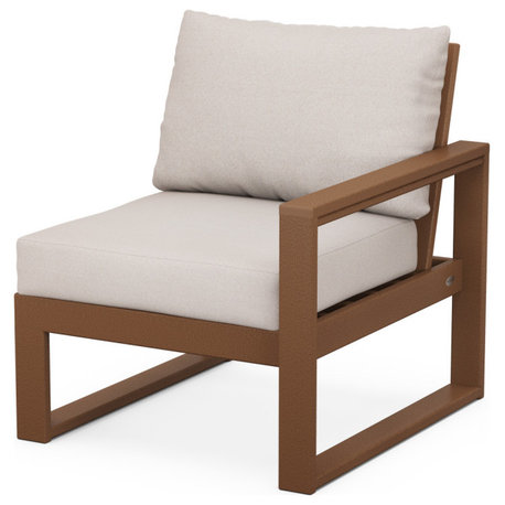 EDGE Modular Right Arm Chair, Teak / Dune Burlap