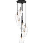 Quoizel - Quoizel JUN2707EK Seven Light Pendant June Earth Black - The June`s minimalist charm is enhanced by simple industrial details. A subtly tapered clear glass shade beautifully showcases the painted brass sockets, which pop against the deep earth black finish. Choose from a variety of configurations and adjust the cable to your desired height.