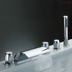 Waterfall Tub Faucet with Hand Shower (Three Handles) T7013 - Bathtub Faucets
