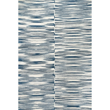 nuLOOM Reba Abstract Striped Wool-Blend Flatweave Area Rug, Blue 5' x 8'
