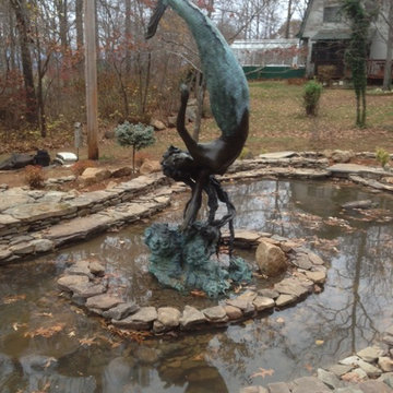 Custom Pond with Bronze Statue