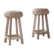 Talor Backless Round Water Hyacinth 24" Stools, Set of 2