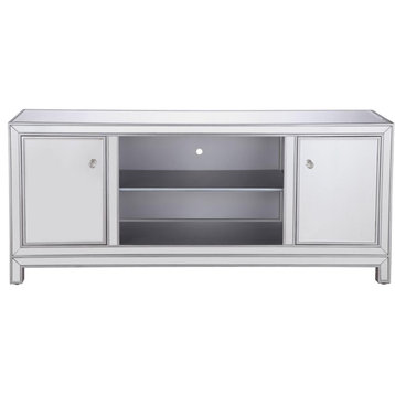 60" Mirrored Tv Stand In Antique Silver