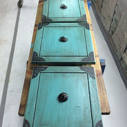 Asian Blue Kitchen Island - Kitchen Cabinetry