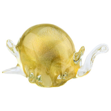 Murano Glass Turtle Clear Gold