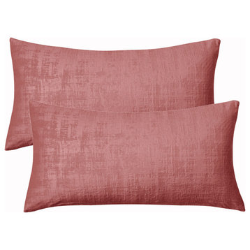 Velvet 2 Piece Lumbar Pillow Cover Set, Withered Rose, 2 Piece, 14"x26"